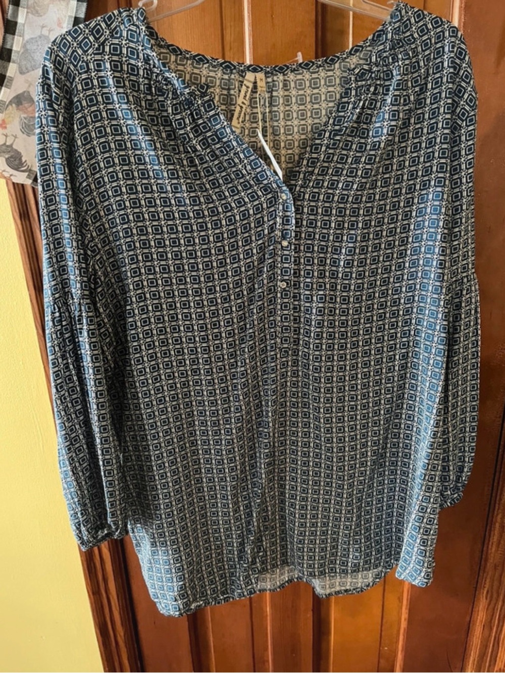 3/$10 grand & greene Blue Geometric Tunic